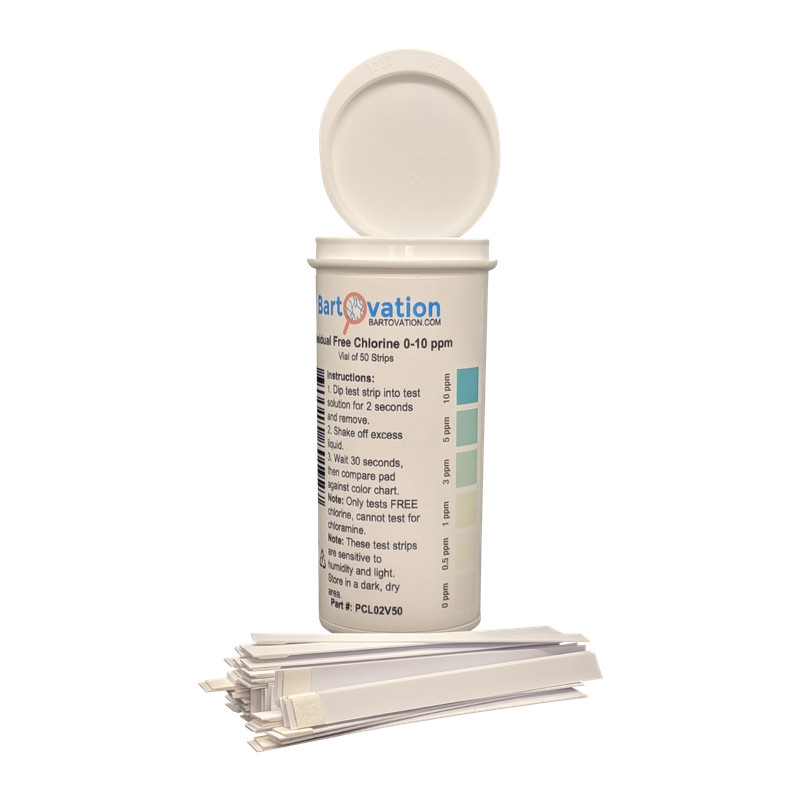 Residual Low Level Free Chlorine Test Strip 0-10 ppm [Vial of 50 Plastic Strips] gallery