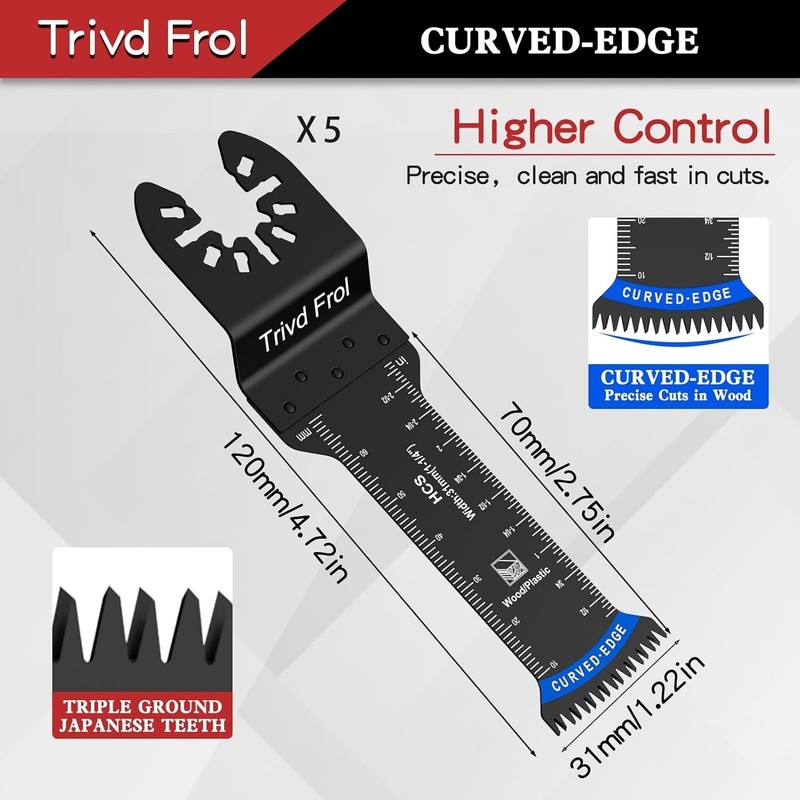 6 Pcs Extra Long Oscillating Tool Blades, Bi-Metal Curved Edge Multitool Blad... gallery