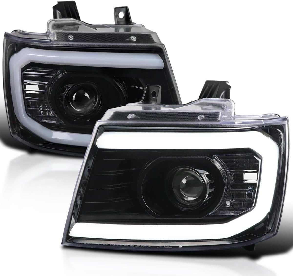 Jet Black DRL LED Strip Projector Headlights Compatible with 2007-2014 Chevy Ava gallery