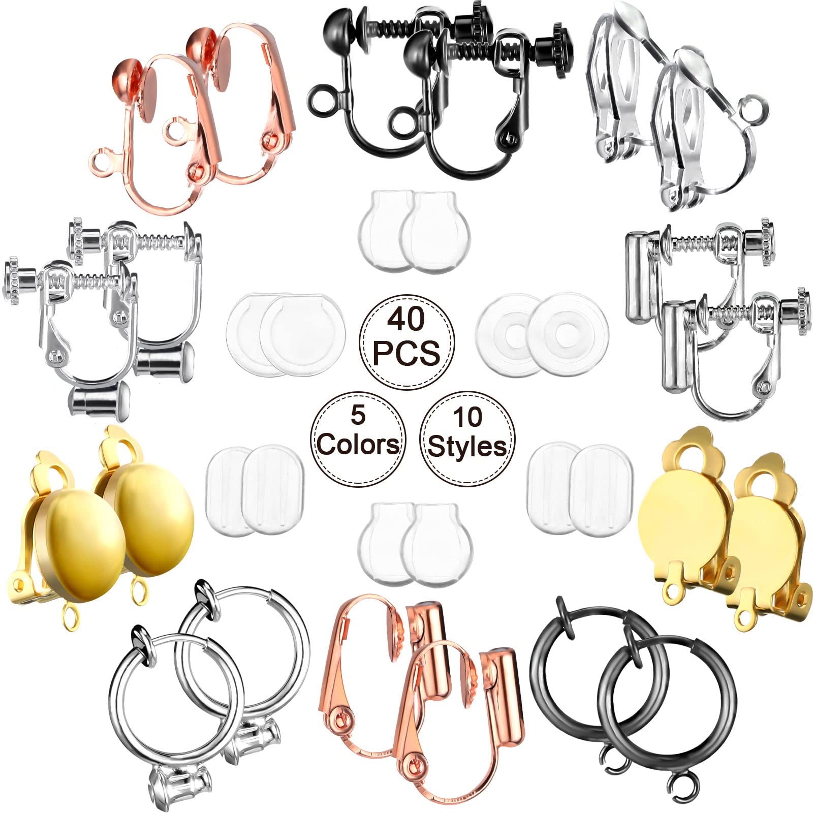 Unittype 20 Pcs Clip on Earring Converters 10 Pairs Non as pictures shown gallery