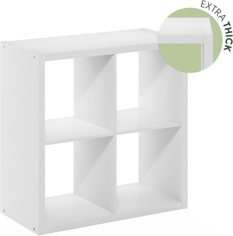 Cubicle Open Back Decorative Cube Storage Organizer, 4-Cube, White gallery