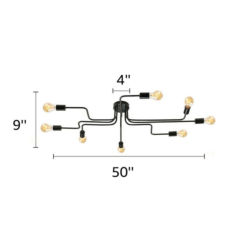 Industrial Semi Flush Mount Ceiling Light Fixture Steampunk 4/6/8 Heads Lighting gallery