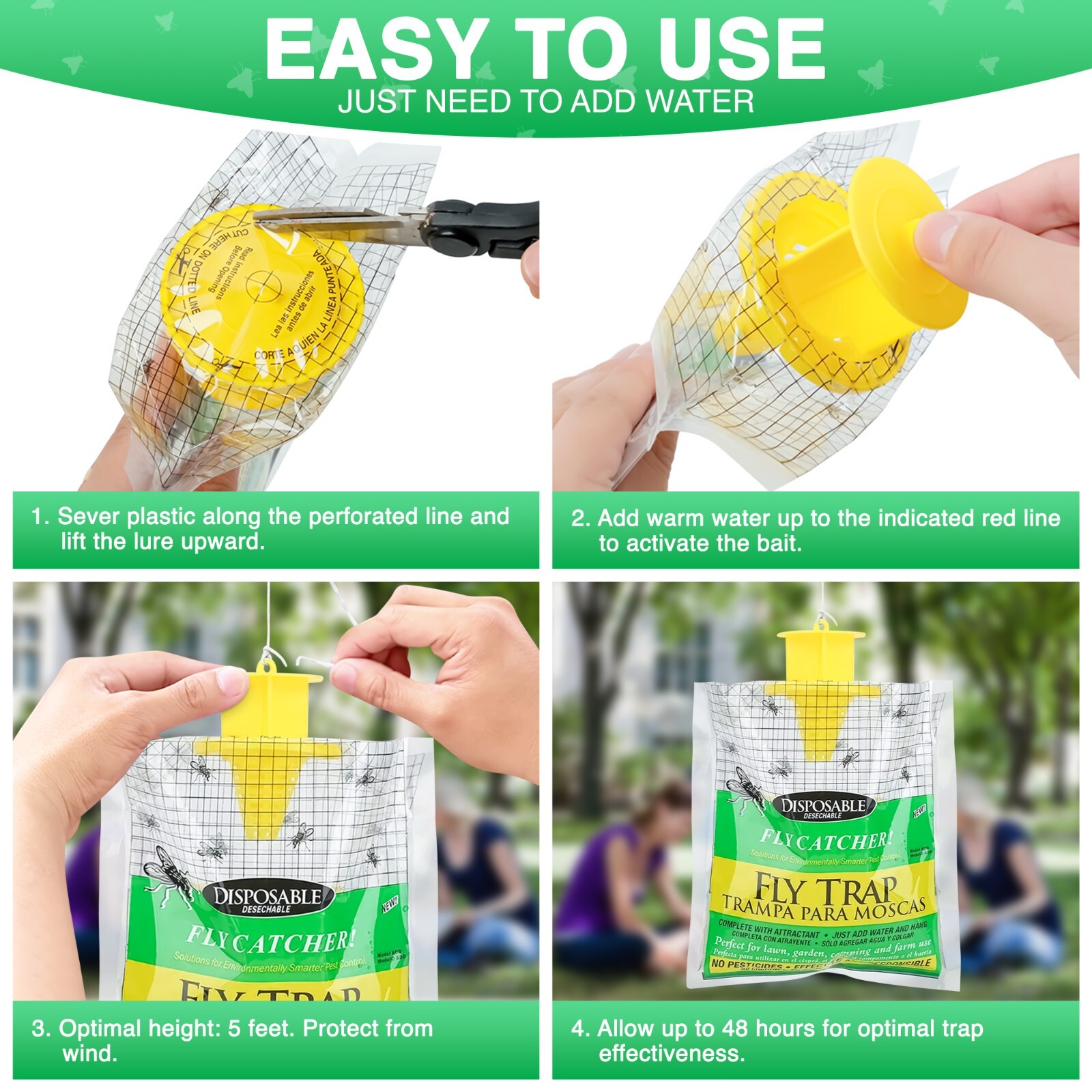 Outdoor Disposable Fly Trap / Fly Catcher - Hanging Style (4 Pack) gallery