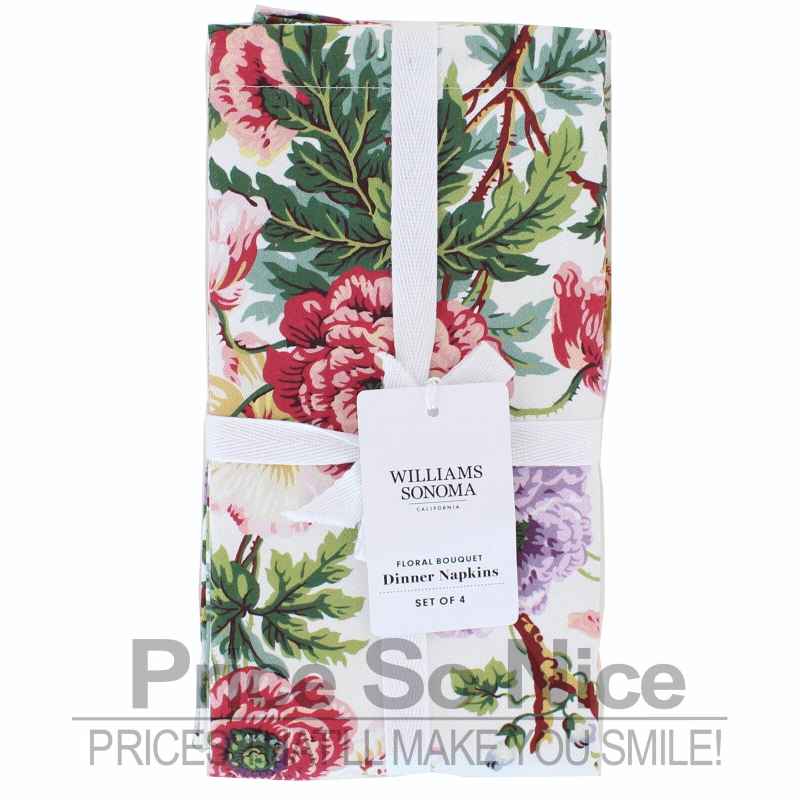 Williams Sonoma Spring Floral Napkins, Set of 4, MSRP $50 gallery