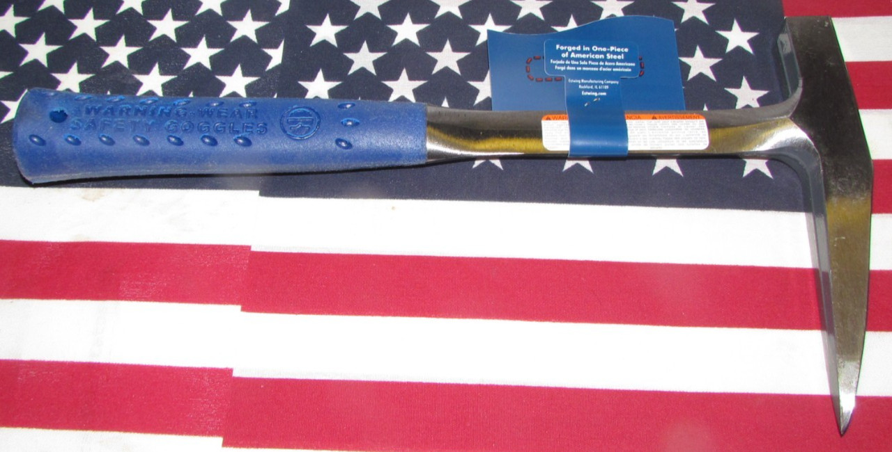 Estwing E3-13P Rock Pick Hammer Pointed-Tip Nylon Blue Rubber Handle Solid Steel gallery