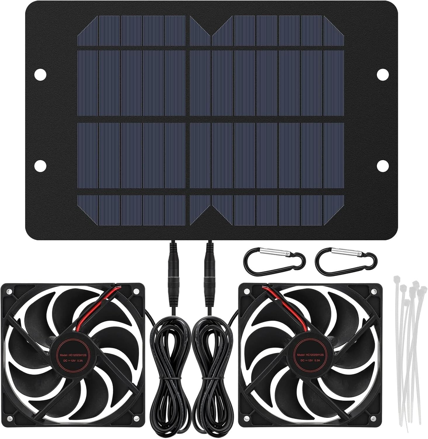 EEEKit Solar Panel Fans Kit, 10W 12V Solar Panel Powered Dual Fan | USA model gallery