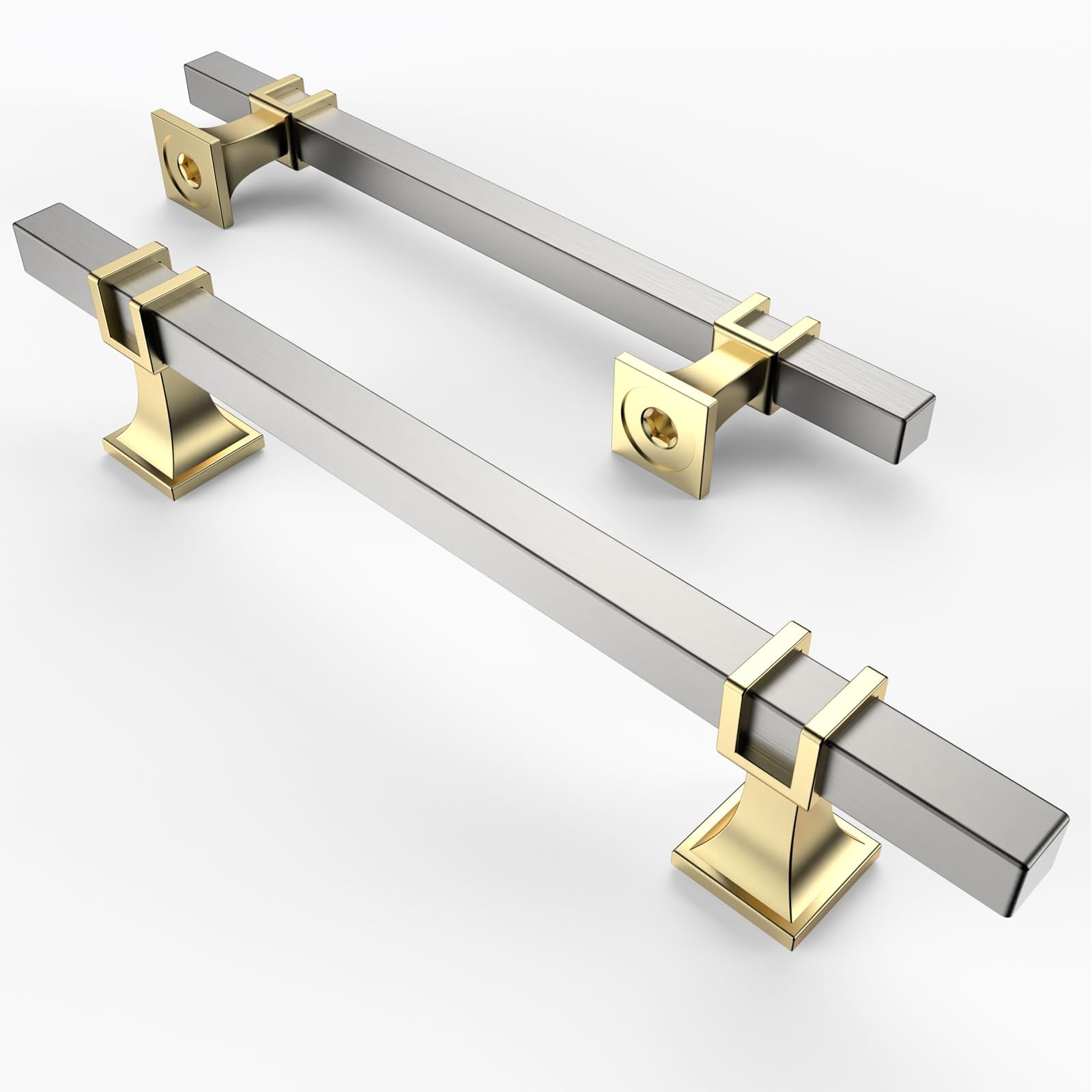 Asidrama 10 Pack 5 Inch(128mm) Brushed Satin Nickel and Gold Kitchen Cabinet ... gallery