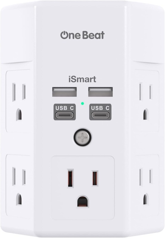 5 Outlet Extender Surge Protector Multi Plug Wall Adapter USB Charger Ports with gallery