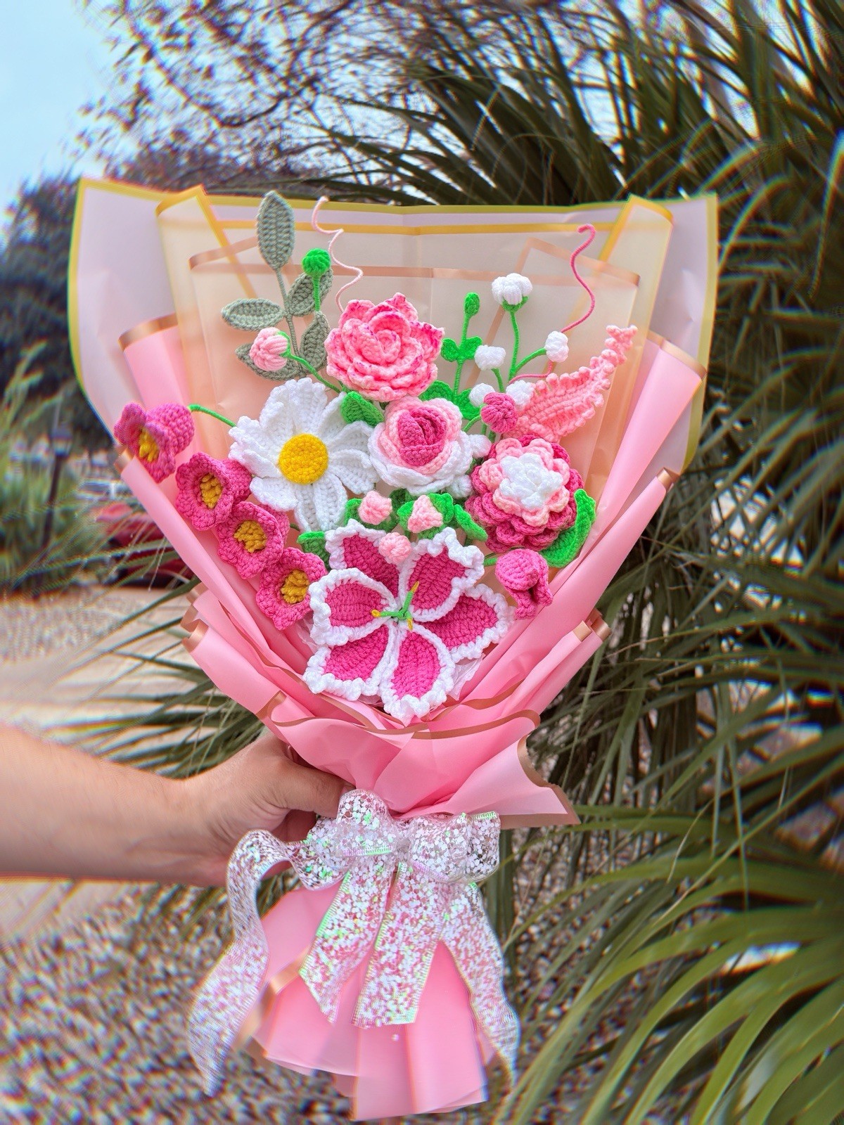 🌸 The Everlasting Pink Dream Crochet Bouquet! 💖 gallery