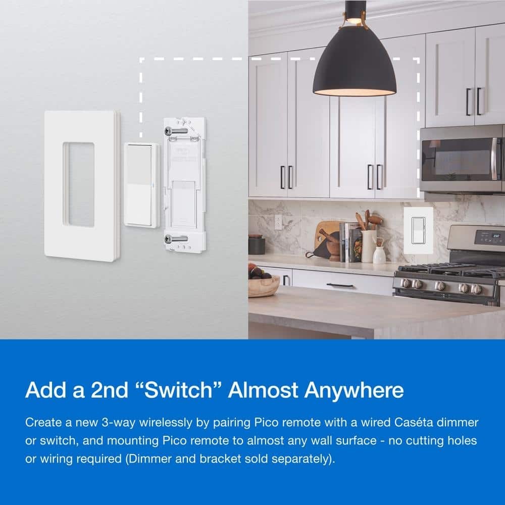 Pico Paddle Remote for On/Off Control of Caseta Smart Switches/Dimmers, White (P gallery