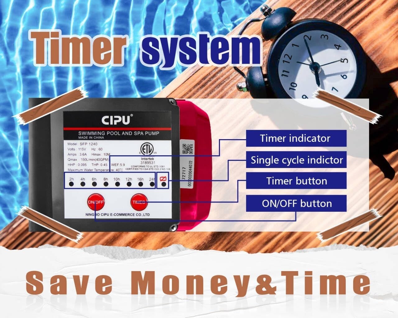CIPU 12inch Sand Filter Pump System for Above Ground Pools 1/3 HP gallery