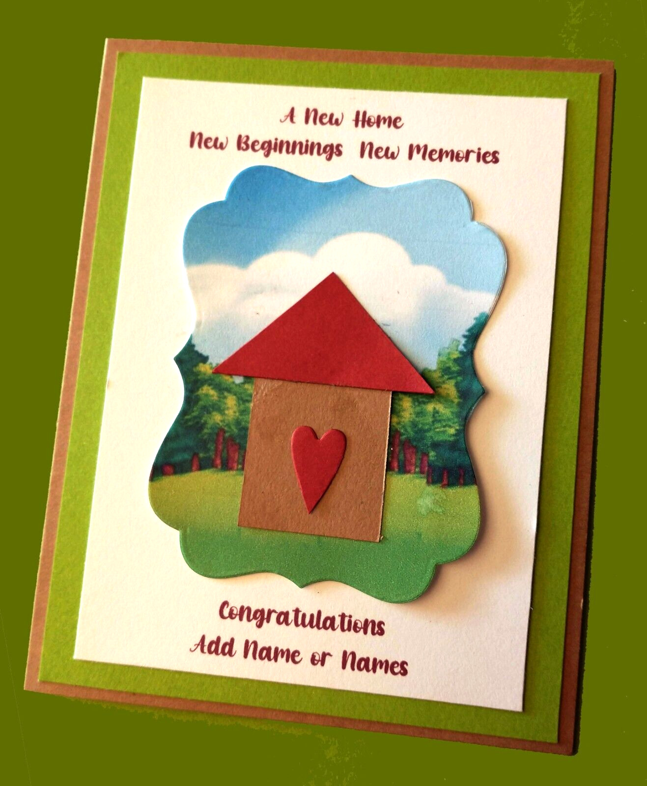 New Home Handmade Card with Personalized Name or Names comes with Inside Verse gallery
