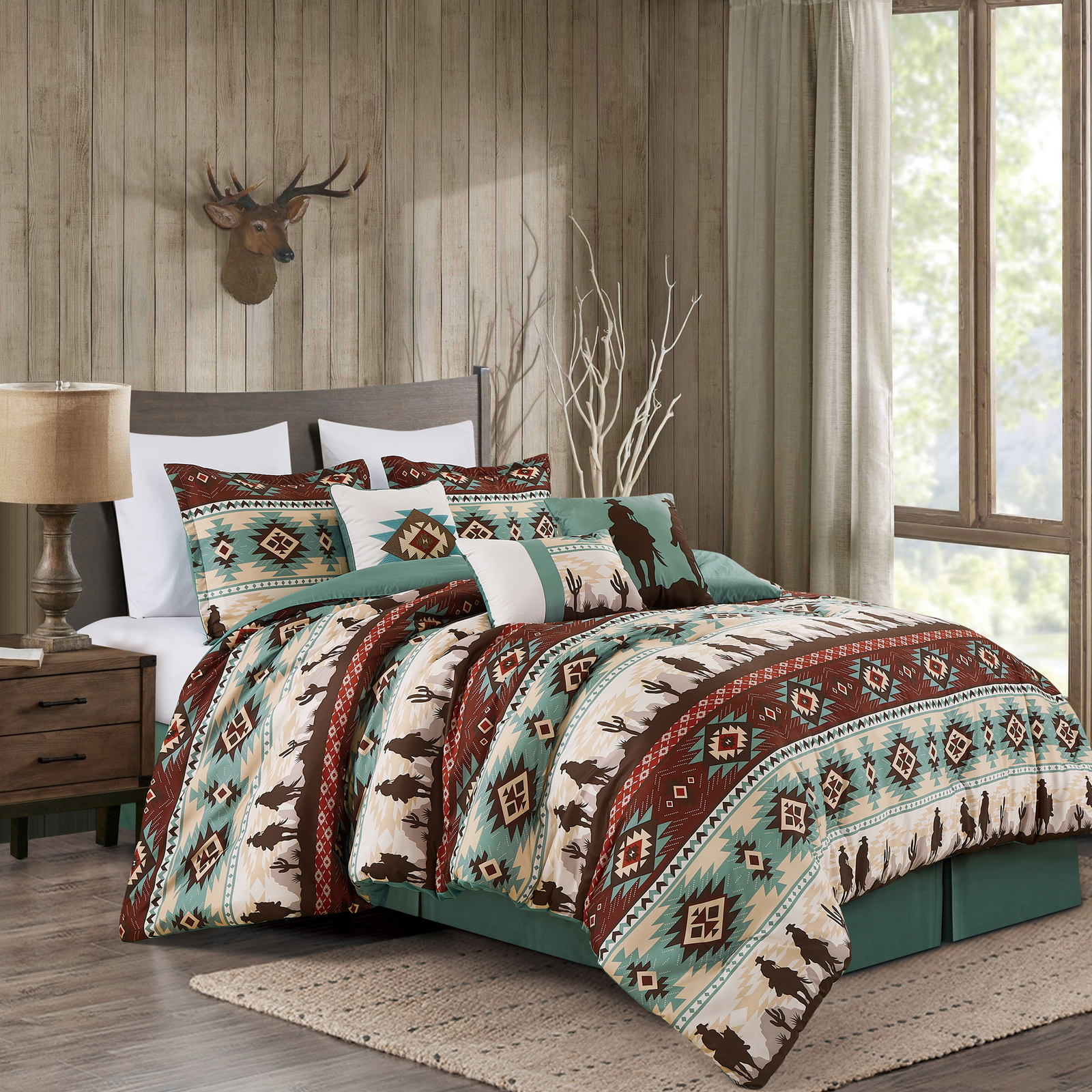 Chezmoi Collection Dune 7-Piece Southwestern Cowboys Aztec Printed Comforter Set gallery