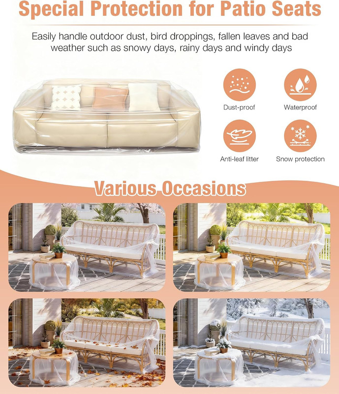 Extra Thick 4Mil Plastic Couch Cover, Large Dust-Proof Sofa Cover for Sectional gallery