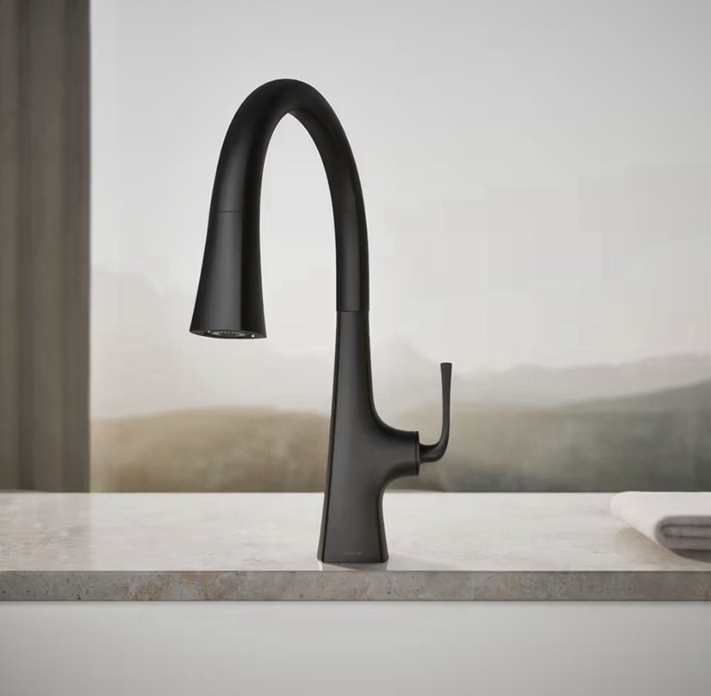 Kohler Graze Pull-Down High Arc Single-Hole Kitchen Faucet Matte Black 22062-BL gallery