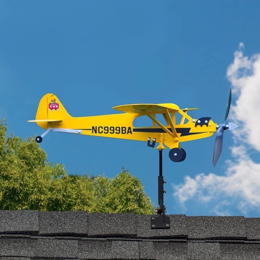 Yellow Airplane Wind Spinners Metal Outdoor Aircraft Windmill Garden Decor gallery