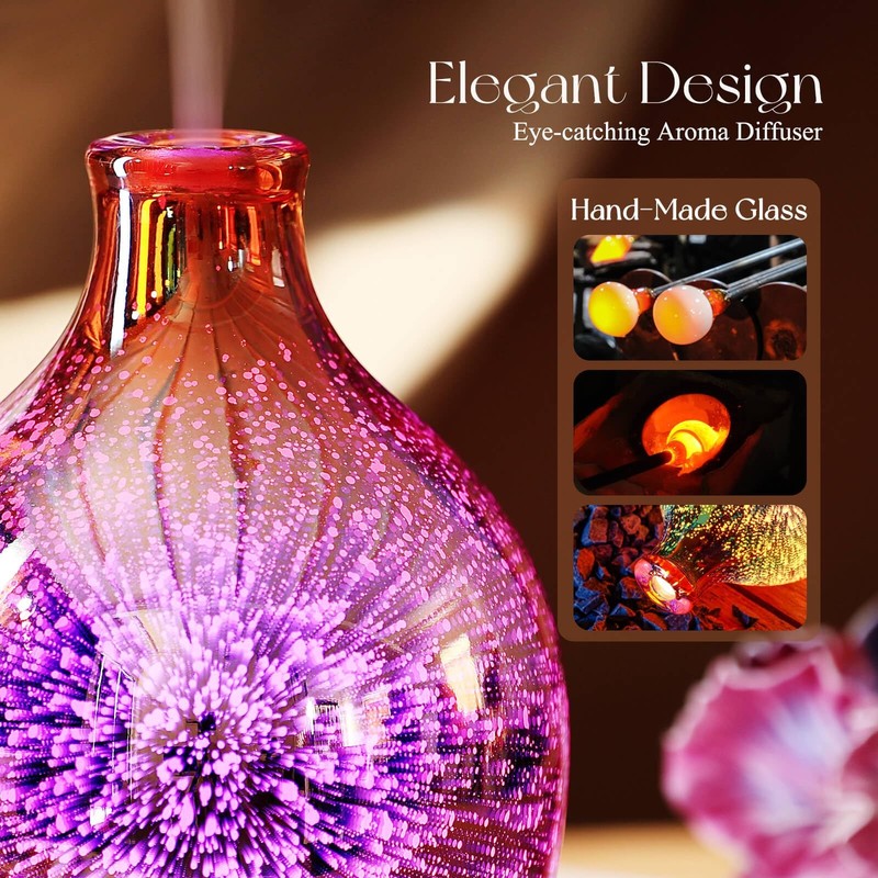 Porseme 280ml Essential Oil Diffuser 3D Glass Aromatherapy Ultrasonic Humidif... gallery