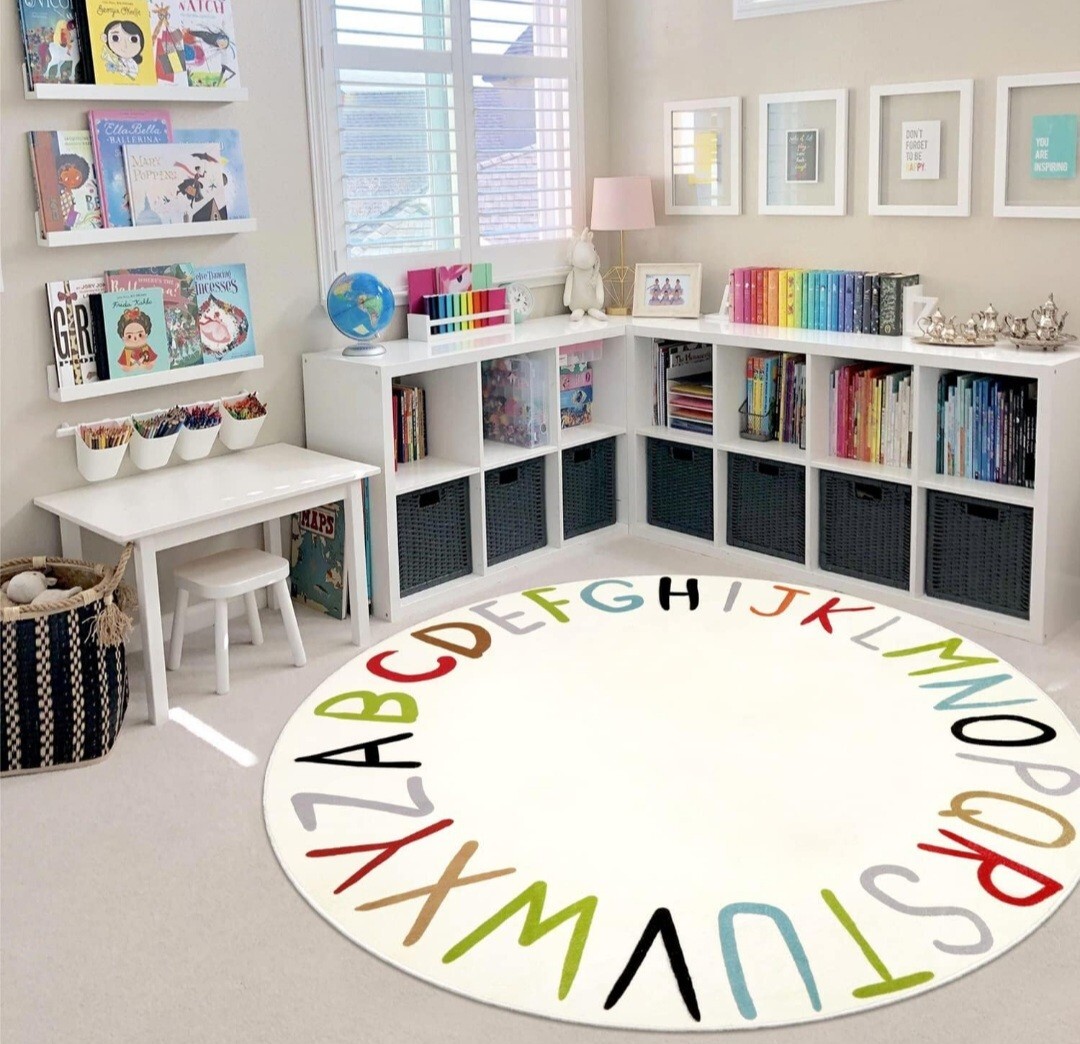 ABC Round Kids Rug Play Mat for Playroom, Alphabet Learning 59 Inches Colorful gallery