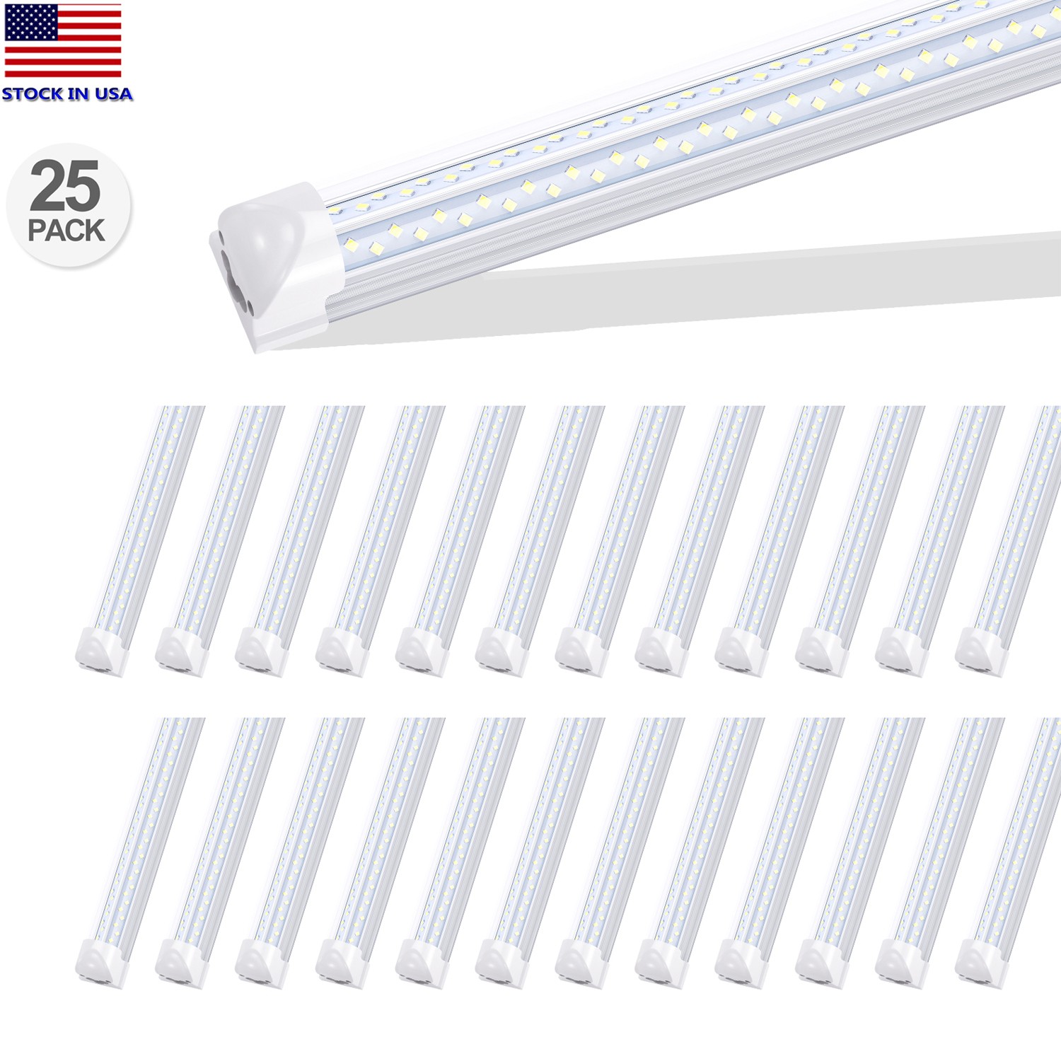 25Pack 8Foot 120W Led Light Bulbs T8 Integrated 8FT Led Shop Light Fixture 6000K gallery