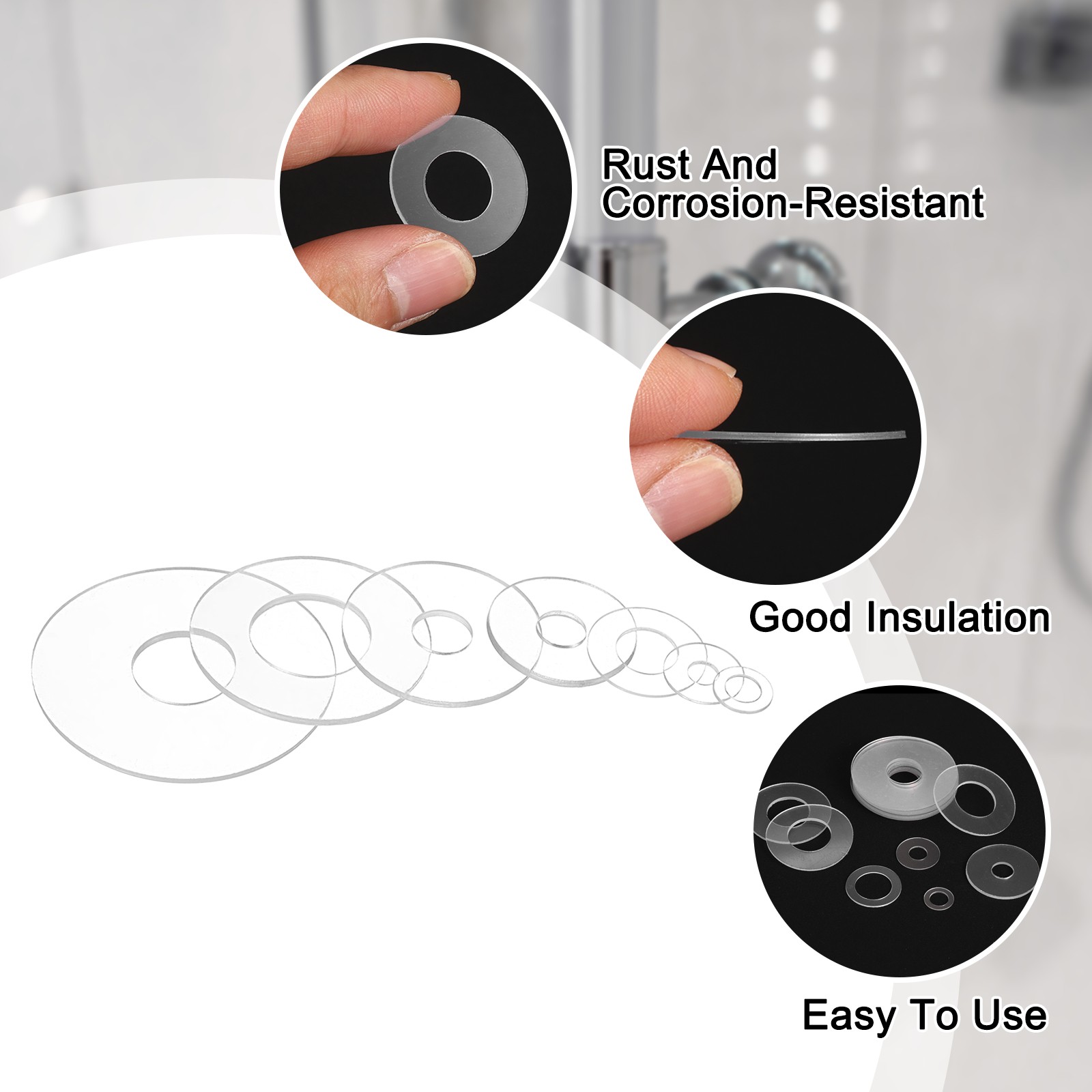 80Pcs M5 Clear PVC Washers for Glass 5mm ID 10mm OD 0.5mm Thickness gallery