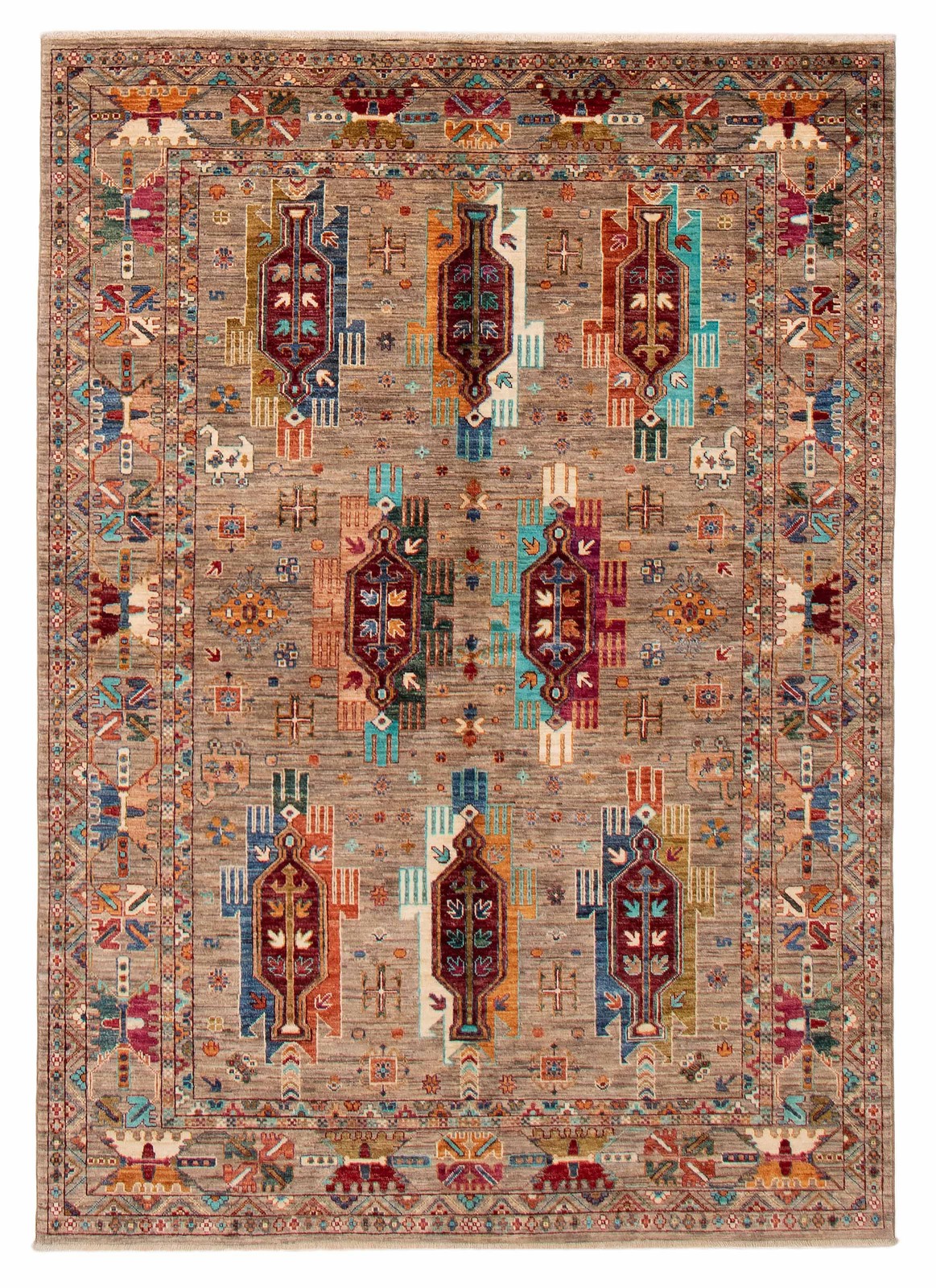 Traditional Hand-Knotted Geometric Carpet 5'10" x 8'2" Oriental Wool Area Rug gallery