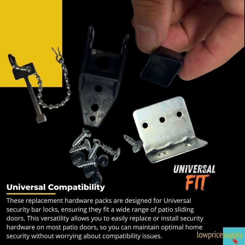 2 Pack Security Bar Mounting Hardware, Replacement Hardware Packs for Patio Door gallery