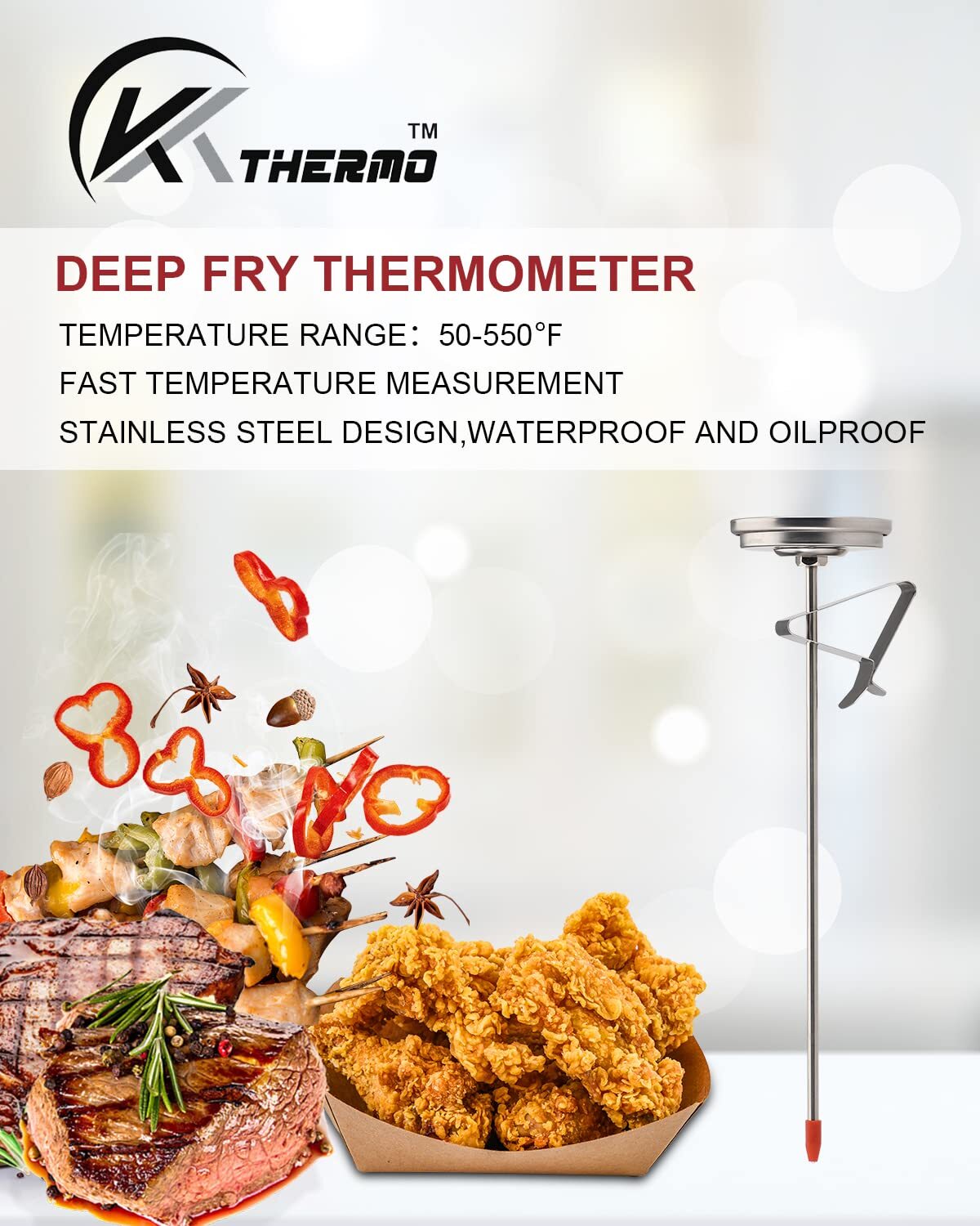 Candy/deep Fry Thermometer With Instant Readoil Thermometer8" Stainless Steel St gallery