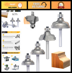 4Pcs Ogee Router Bit Set, 1/4″ Shank, Double Roman Edging Cutter for Wood Moldin