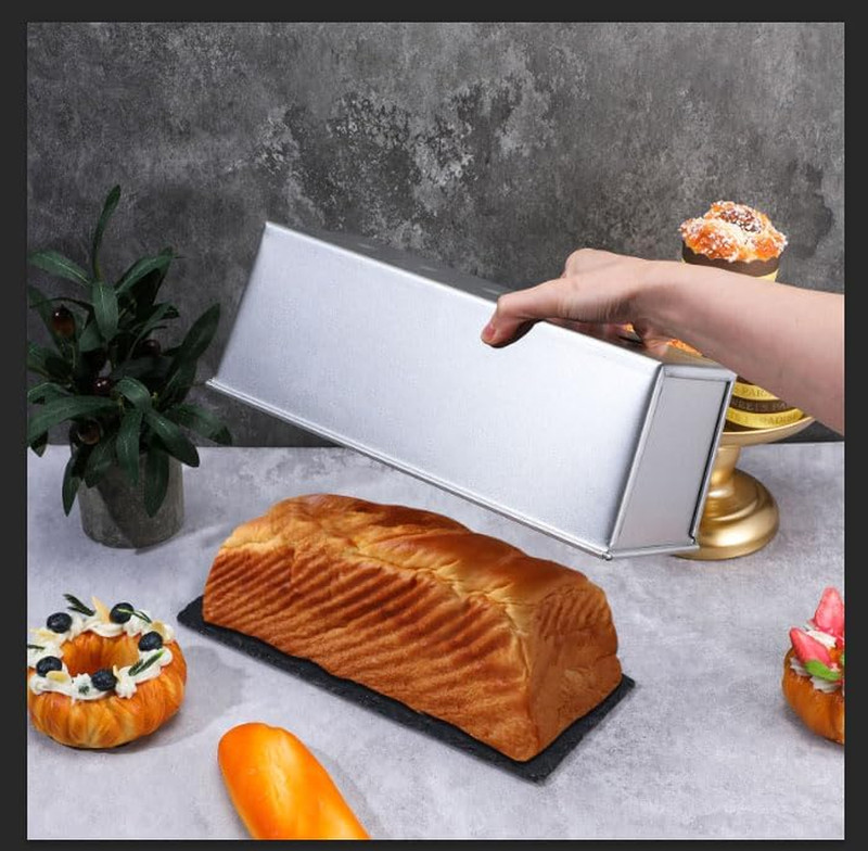 1 Pack Pullman Loaf Pan with Lid, 13x4 Inch Large Capacity Bread Loaf Pan with C gallery