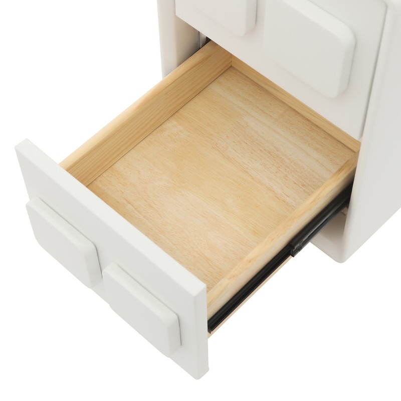 Bedside Table, White Bedside Table W/ 2 Drawers For Study, Bedroom, Living Room gallery