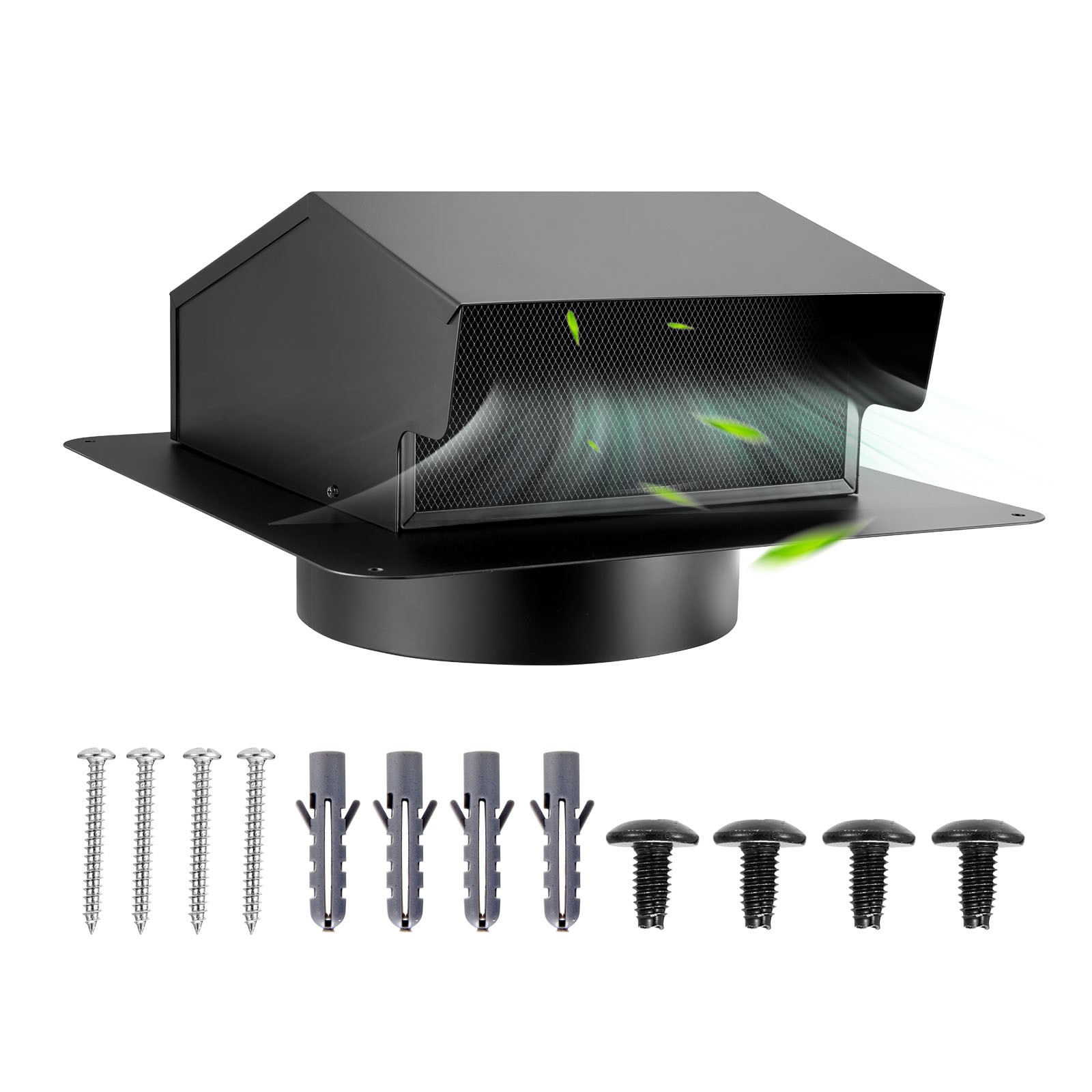 VEVOR 6 Inch Hooded Wall Vent Cover SPCC Steel Roof Exhaust 1 Pack Black gallery
