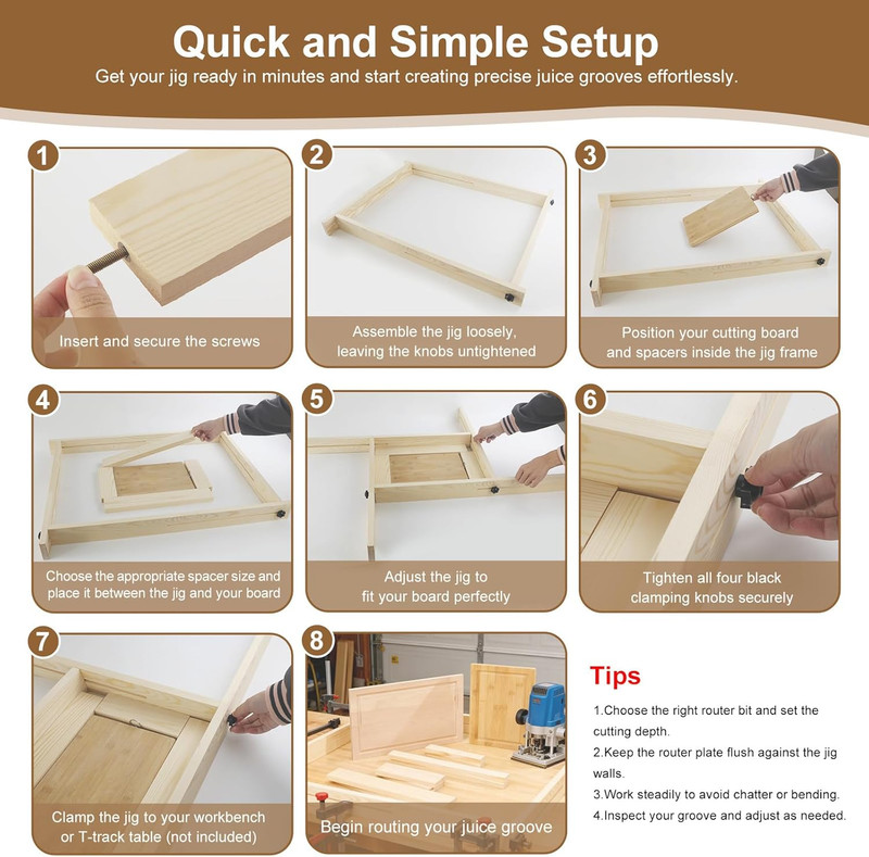 Juice Groove Router Jig – Adjustable Wooden Router Guide with 8 Spacers,Router J gallery