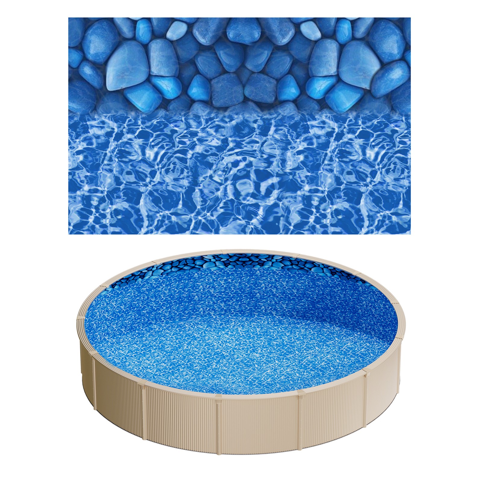 Uimoso 24ft Round Overlap Pool Liner 52in Wall Height Durable Vinyl Boulder gallery