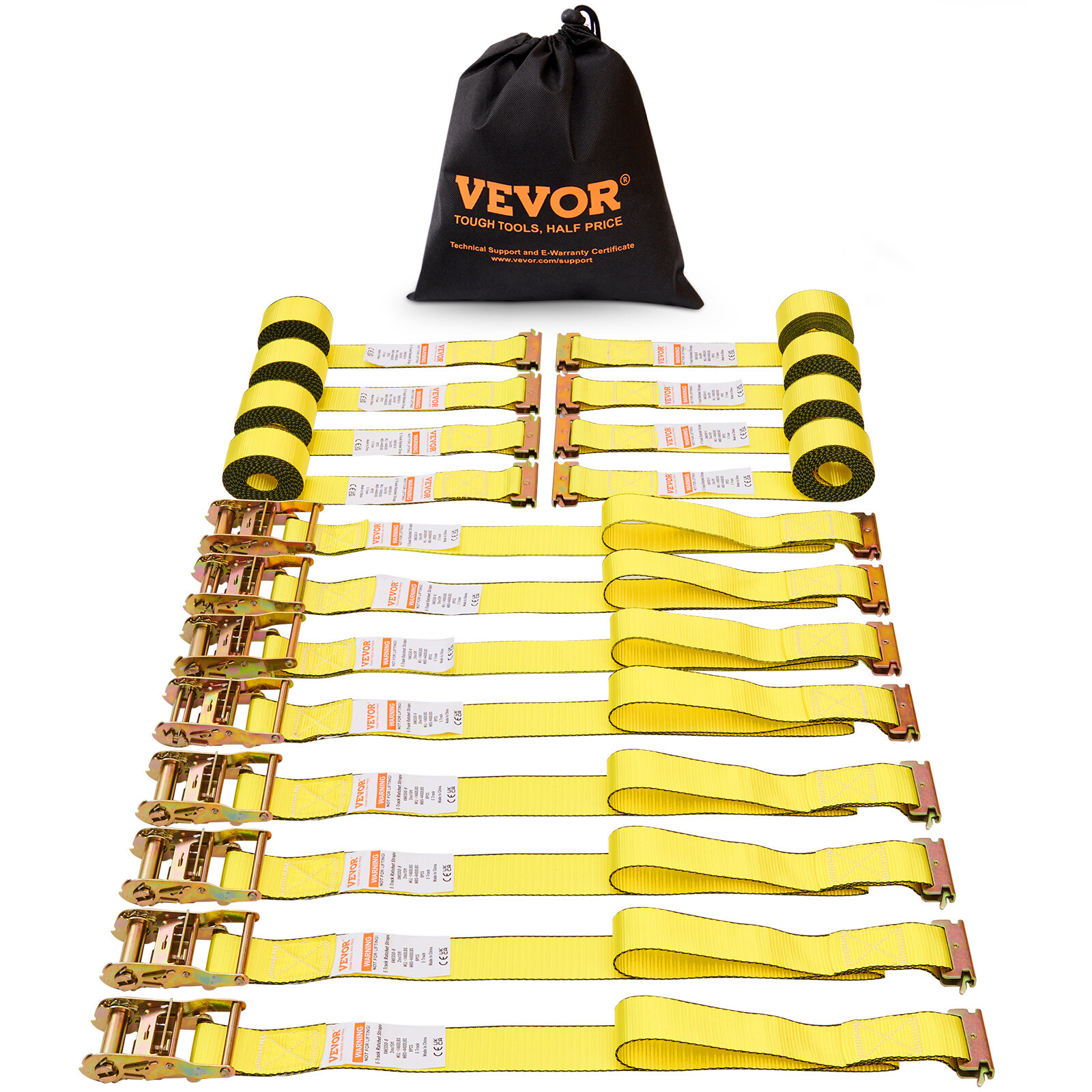 VEVOR 8 Pack 2"x 15' E-Track Ratchet Straps Tie Down 4400 lbs Breaking Strength gallery