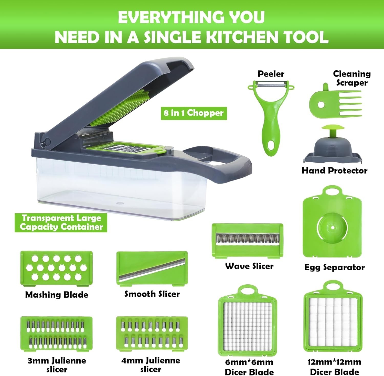 16-in 1 Vegetable Chopper Multifunctional Food Chopper Onion Cutter with 7 Blade gallery