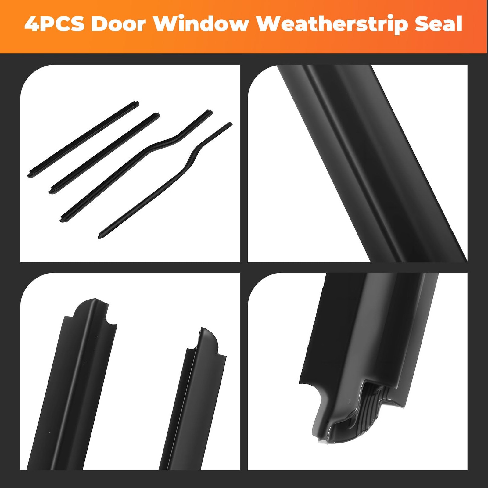 4PCS Window Weatherstrip Moulding Trim Seal Belt Kit Compatible with 19992016... gallery