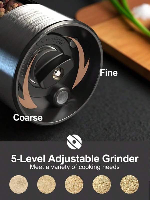 2Pcs Electric Salt Pepper Grinder Set USB Rechargeable LED Light gallery