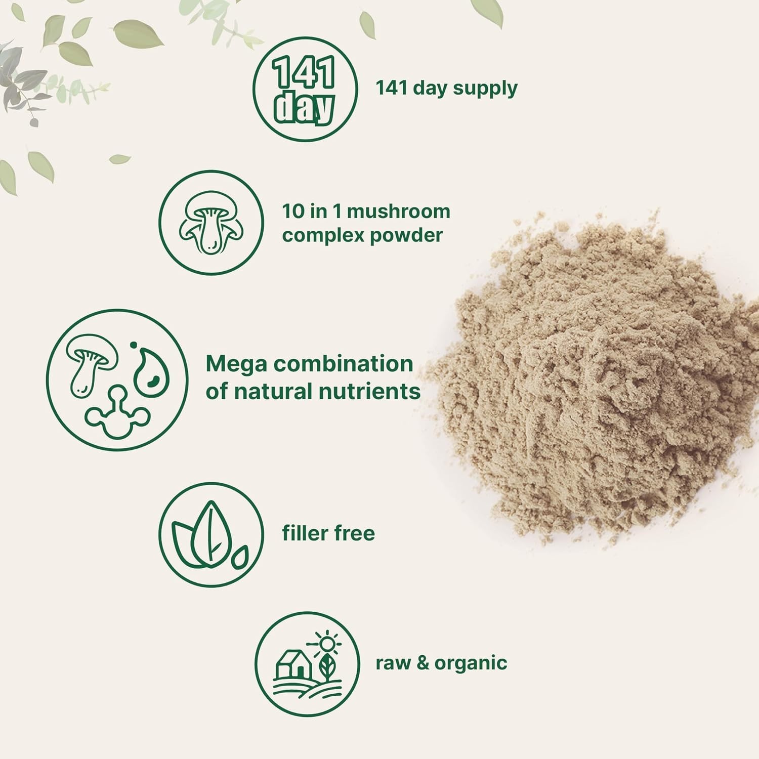 Micro Ingredients Organic Mushroom 10-in-1 Blend, 5 oz | Chaga, Lion’s Mane, Cor gallery