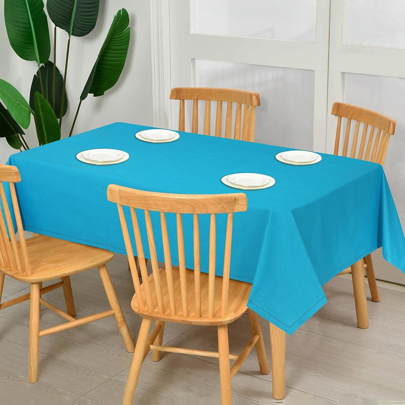 RUVANTI Cotton Linen Table Cloth Rectangle Table 72x54 Inch, Classic Hemstitch, gallery