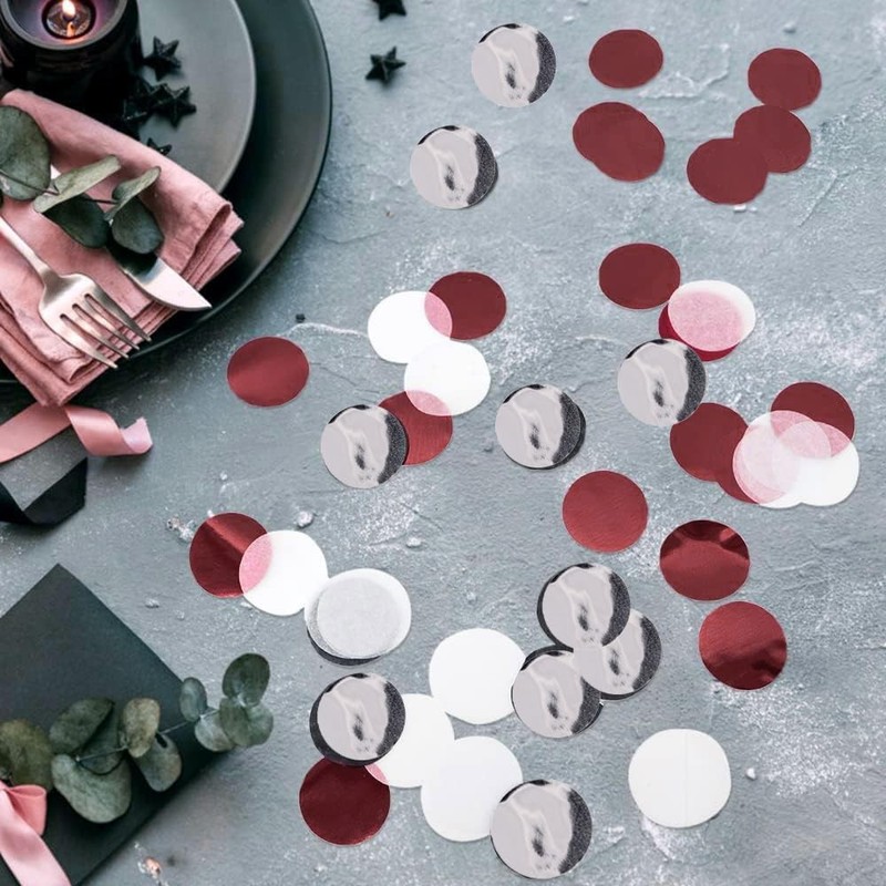 Maroon Confetti/Maroon Graduation Decorations/Burgundy Silver Table Decoratio... gallery