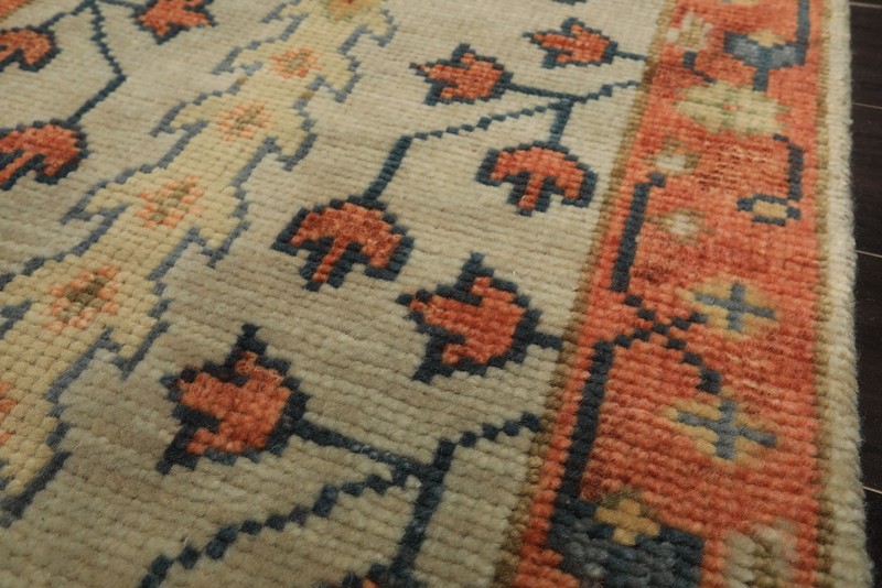 2'5''x12'2'' Runner Hand Knotted Wool Beige, Burnt Orange Oushak Traditional Rug gallery