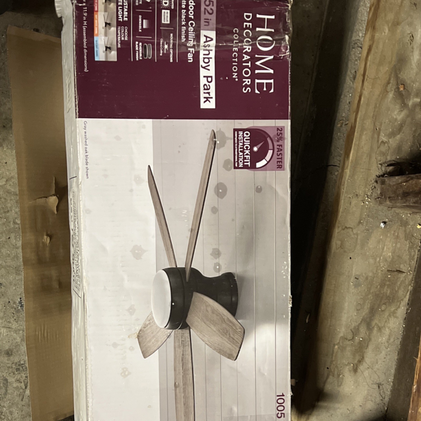 Home Decorators Ashby Park 52" Ceiling Fan LED Remote Gray Oak Matte Black gallery