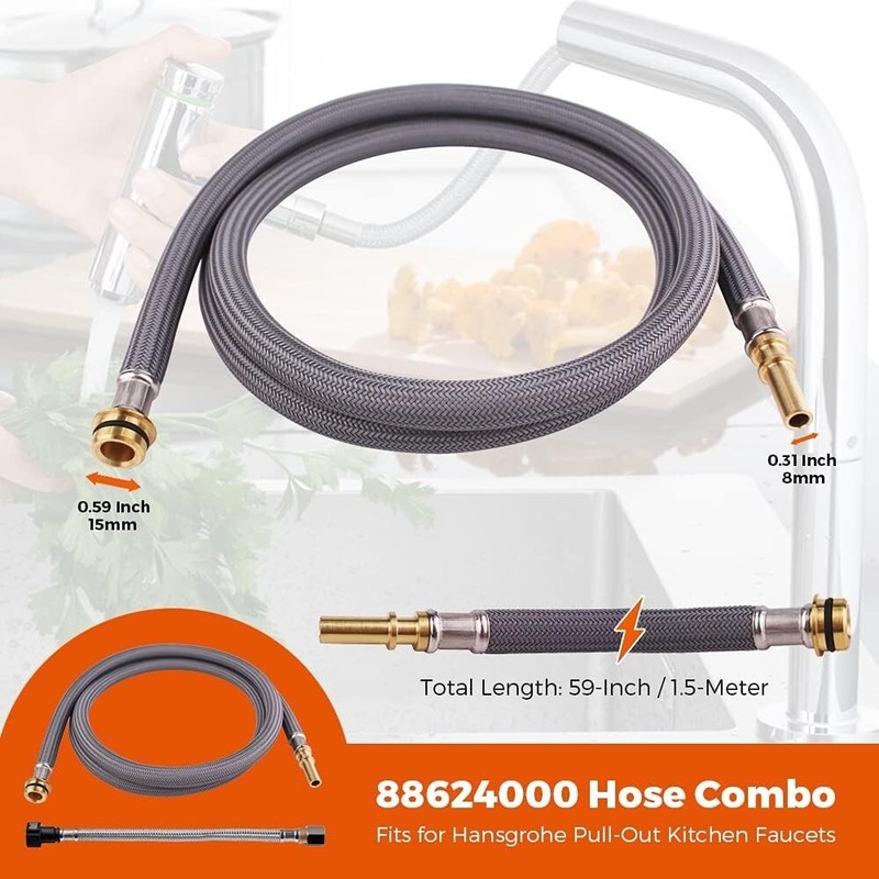 Durable Nylon 59-Inch Hose Combo for Hansgrohe Faucets - Money-Back Guarantee gallery