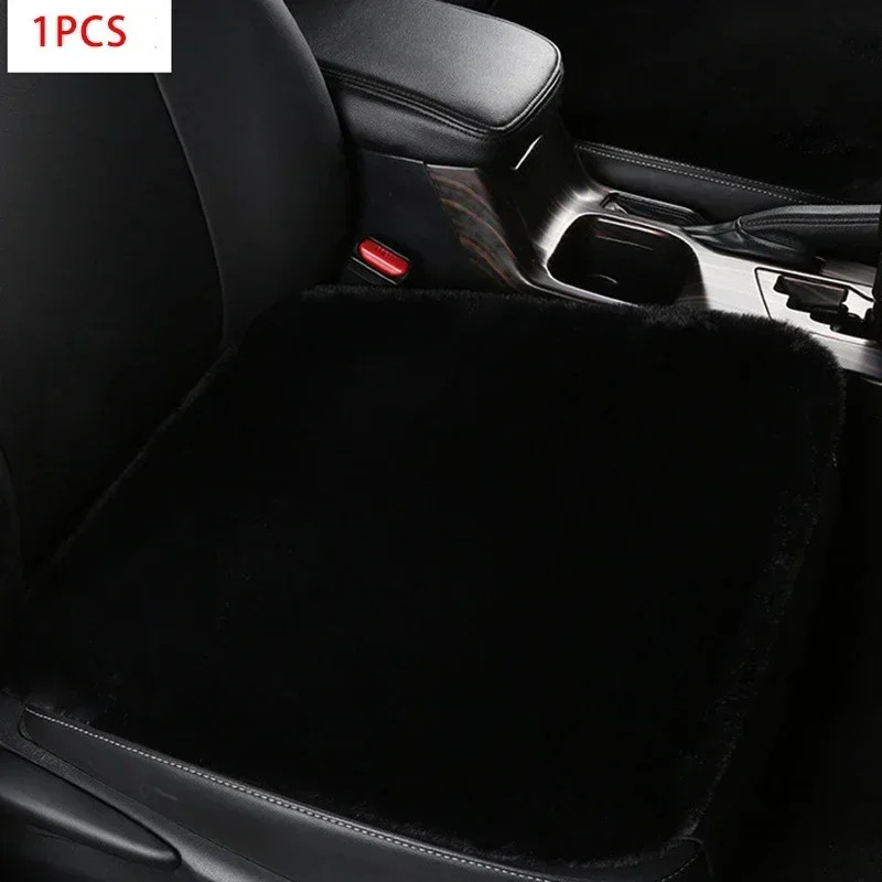 Multicolor Plush Rabbit Fur Car Seat Cushion Winter Warmth Thick Wool Square Cus gallery