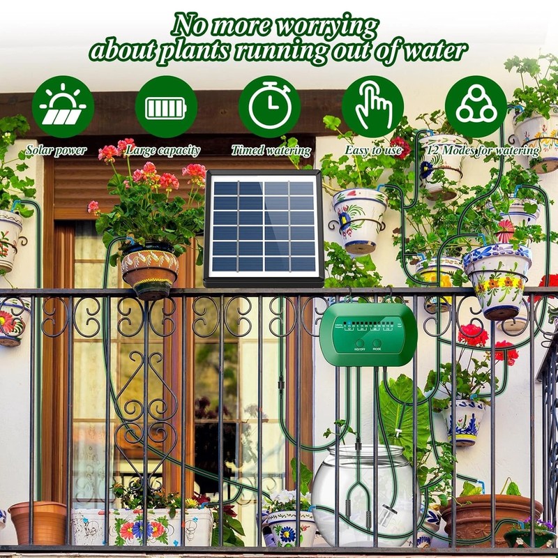 50FT Solar Automatic Drip Irrigation System Kit Plant Watering Timer Garden gallery