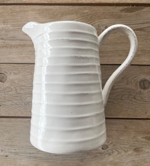 64 oz. Creative Co-op Ceramic Pitcher Vintage Line Pattern