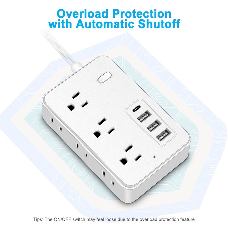 Wall Mountable USB Surge Protector Power Strip with USB Ports 6/8 Outlet Plugs gallery