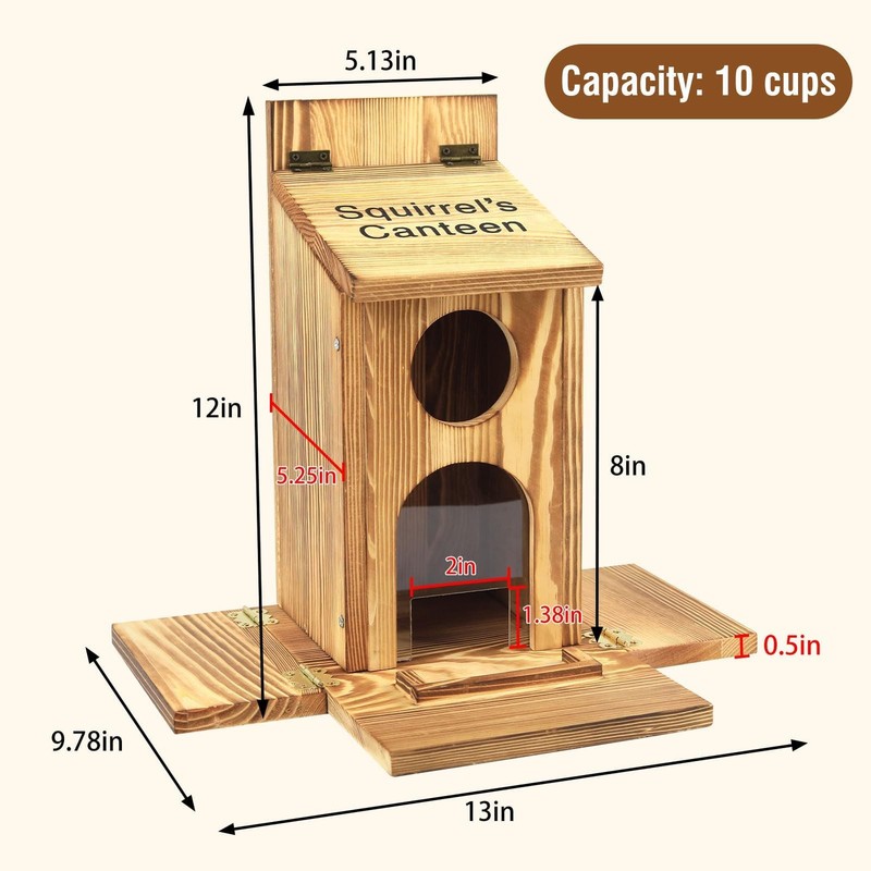 Squirrel Feeder With Standing Panel Wooden Nut Bar For Outside Chipmunk Box gallery