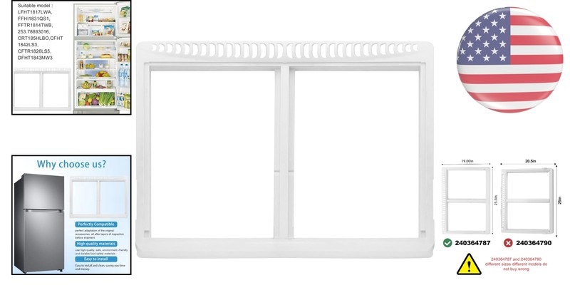 Sturdy Refrigerator Crisper Drawer Cover Frame - Fits Various Frigidaire Models gallery