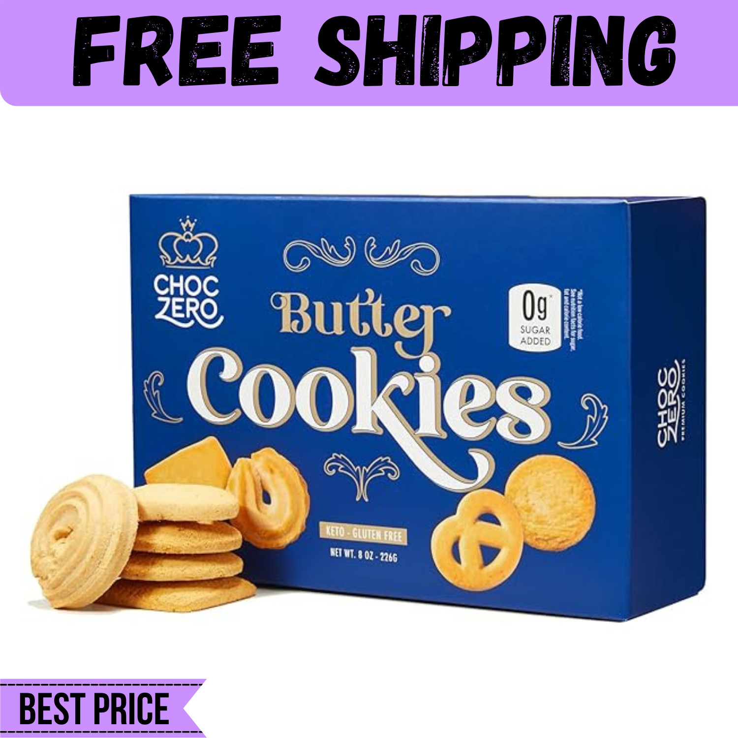 ChocZero Keto Butter Cookies Sugar Free Danish Shortbread Gluten Free 1 box gallery